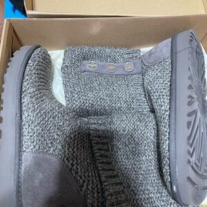 UGG Gray Boots with Cozy Knit Upper and Casual Slouchy Design